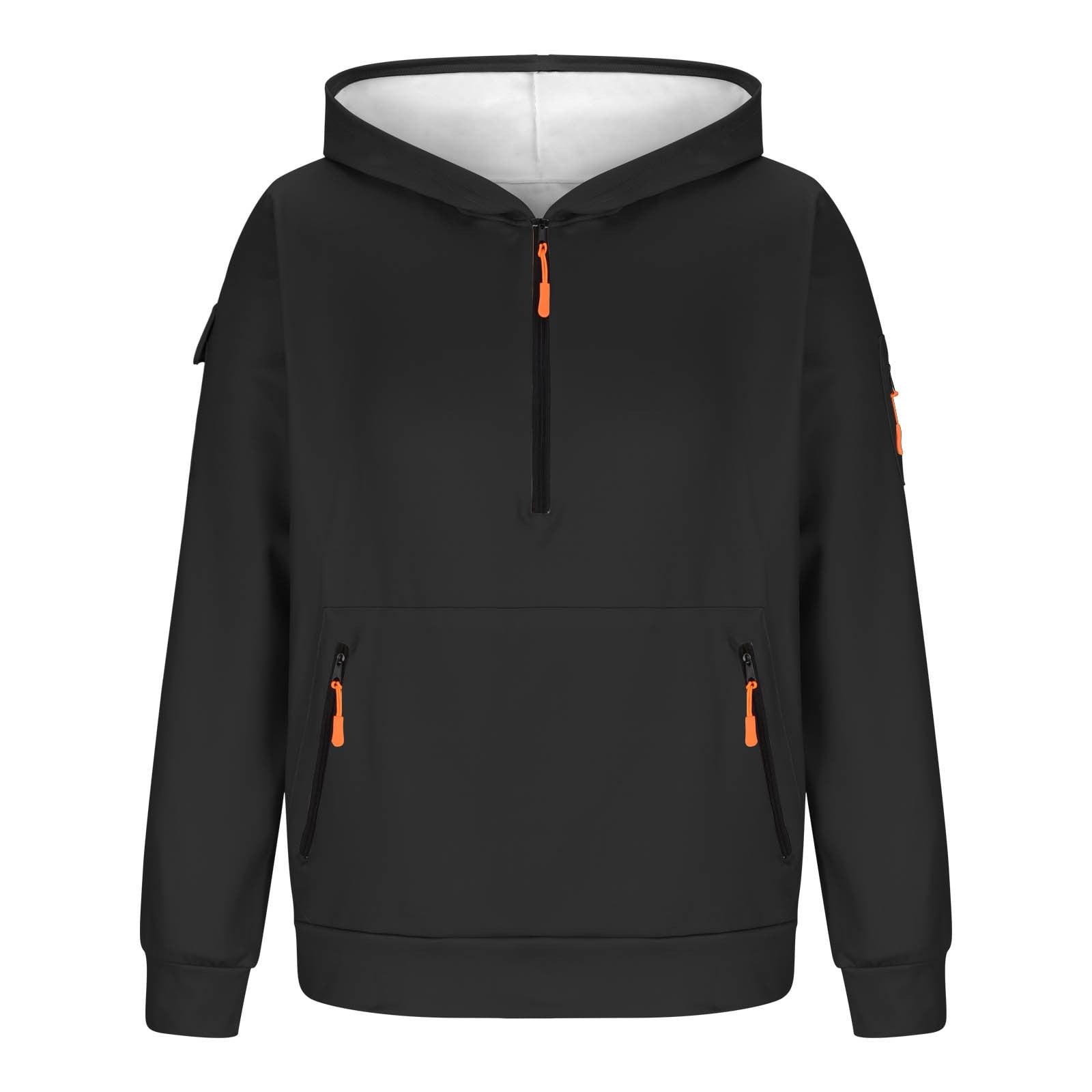 LNWUY (S-5XL) Hoodies for Men Plus Size Big and Tall Sweatshirts Quarter Zip Hoodie Pullover Fleece Oversized Hooded Sweatshirt Black XXXXL