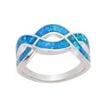 thumbnail image 2 of Infinity Knot Blue Simulated Opal Ring Sterling Silver Size 9, 2 of 5