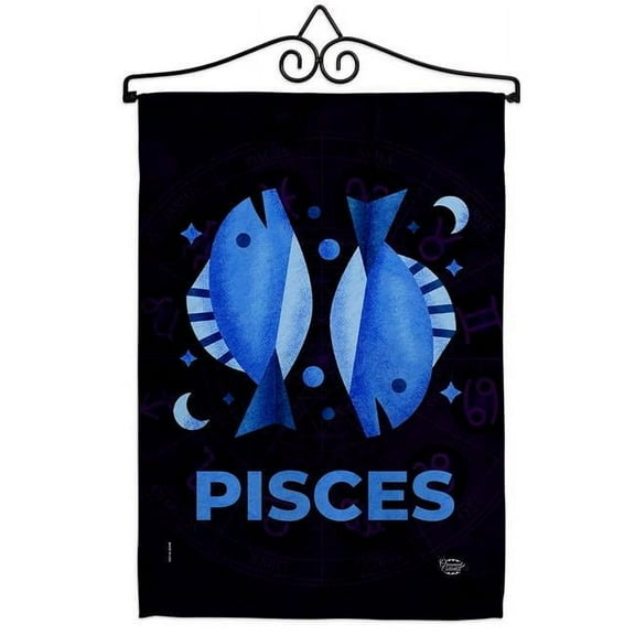 Ornament Collection GS190034-BO-02 13 x 18.5 in. Pisces Garden Flag Set for Interests Zodiac Double-Sided Decorative Vertical Flags & House Decoration Banner Yard Gift