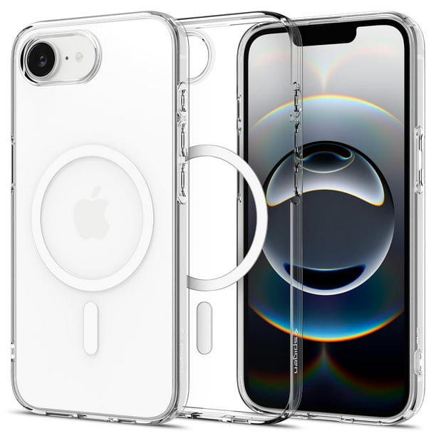 Funda MagFit de cristal líquido Spigen para iPhone 16e, color blanco transparente