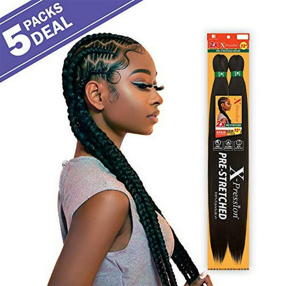 Sensationnal Braids XPRESSION 3X Pre-Stretched Braid 58 inches (5-pack, 1)