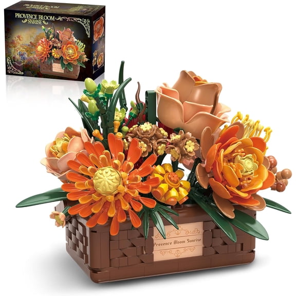Remocguys Flower Basket Building Set Compatible with Lego Flower Botanical Collection Home Decor for Women 1312pcs