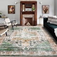 thumbnail image 2 of 8x10 Washable Area Rug - Vintage Distressed Non-Slip Carpet for Living Room & Bedroom,Orange-Green, 2 of 7