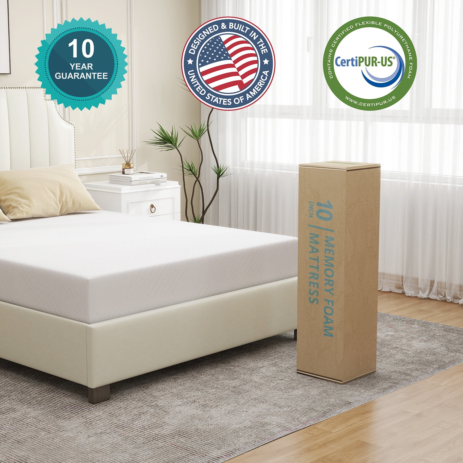 6'' Twin Size Memory Foam Mattress with Cover Breathable Bed Mattress in a Box, CertiPUR-US, Made in USA