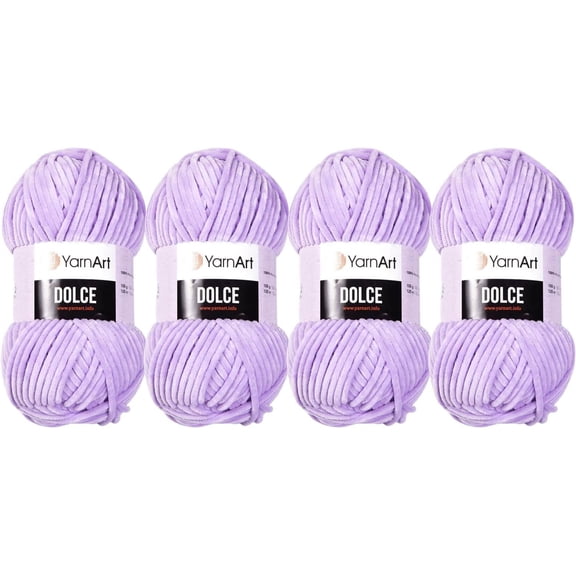 Yarn Art Dolce 100% MicroPolyester Velvet Blanket Amigurumi Super Bulky :6 Baby Chenille (4 Skein, 744-LILAC), 2 Skein