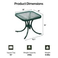 thumbnail image 6 of Zimtown 18" Square Tempered Glass Outdoor Patio Side Table, Metal Frame End Table, Green, 6 of 8