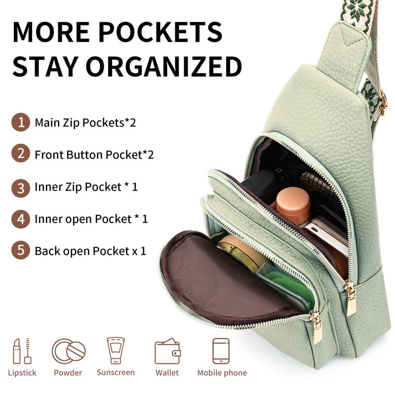 FALAN MULE Crossbody Bags for Women Trendy Leather Sling Chest Bag Fanny Packs for Women