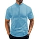 thumbnail image 2 of Blusa y camisa de manga corta con cuello alto para hombre, color liso, informal, con botones, de poliéster., 2 of 6