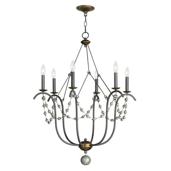 6 Light Chandelier-36.5 inches Tall and 27 inches Wide-Golden Noir Finish Bailey Street Home 93-Bel-4964641