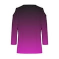thumbnail image 5 of Lmnyox Summer Trendy Cold Shoulder T Shirt 3/4 Sleeve V Neck Tunic Tops Loose Casual Shirts Trendy, 5 of 5