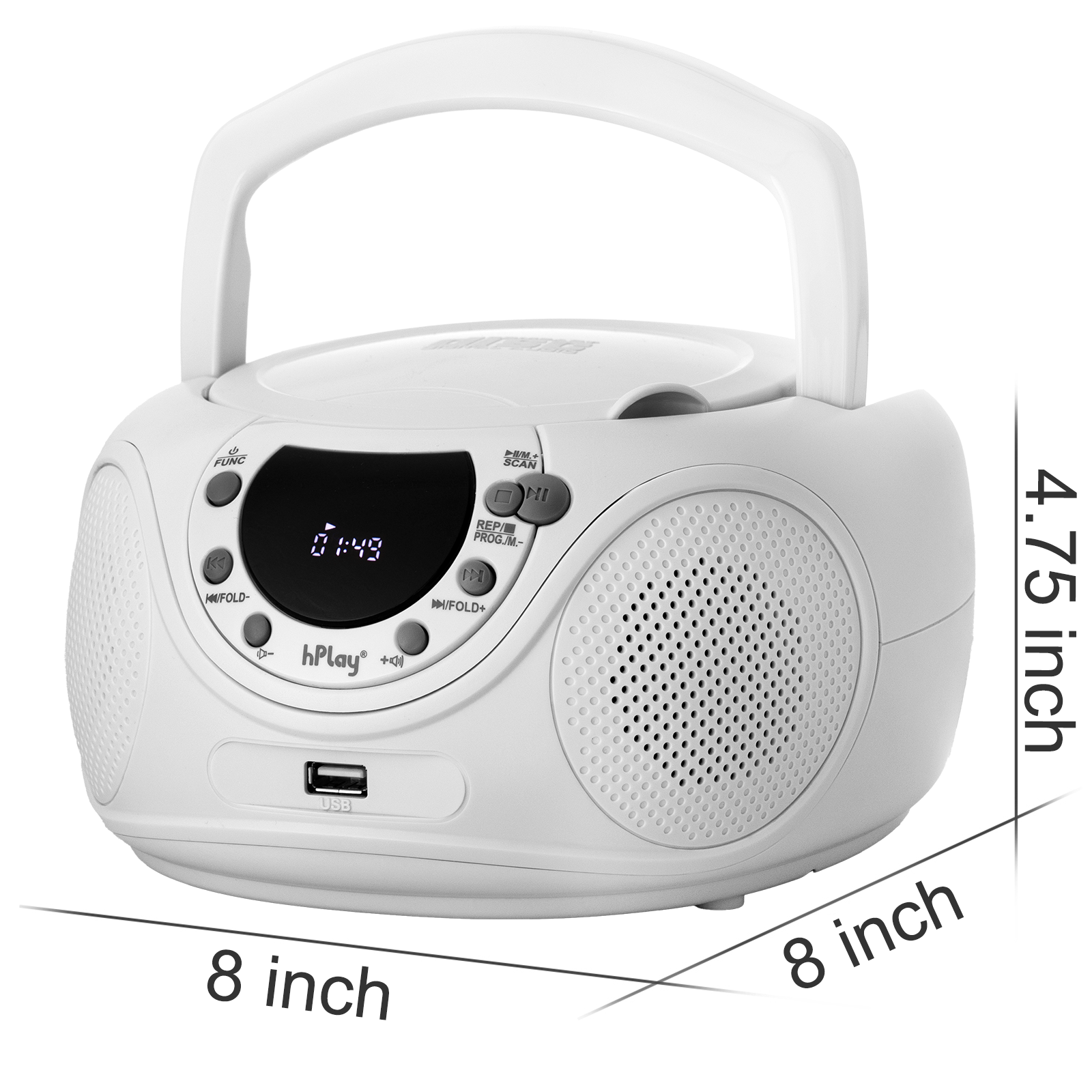 hPlay P16 Portable CD Player Boombox Bluetooth White photo 7