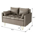 thumbnail image 4 of DSSTYLES Faux Leather Sofa Couch 44" W Loveseat Sofas with Button Tufted Design and Hand Stitched, Heavy Duty Foundation with Gold Metal Legs, Lift-Up Storage and Bolster Pillows in Dark Brown, 4 of 6