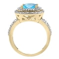 thumbnail image 2 of 14K Yellow Gold Natural Swiss Blue Topaz Ring Cushion 8x8 mm with Diamond Accents, size 6.5, 2 of 4