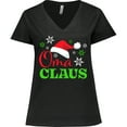 thumbnail image 3 of Inktastic Oma Claus with Christmas Santa Hat and Snowflakes Women's Plus Size V-Neck T-Shirt, 3 of 5