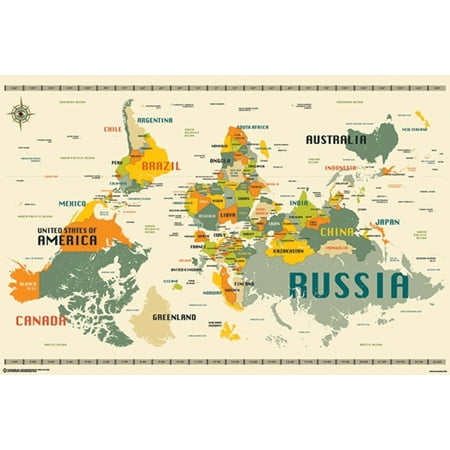 World Map Upside Down By Jazzberry Blue Art Print Poster