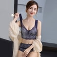 thumbnail image 3 of Sujetador deportivo de encaje sexy para dormir, ropa interior de gran tamaño sin aros de acero, para chicas gorditas, sujetador push up fino, 3 of 5