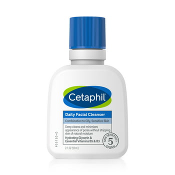 Face Wash by CETAPHIL, Daily Facial  for Sensitive, Combination to Oily Skin, 2 oz, Gentle Foaming, Soap Free, Hypoenic