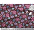 thumbnail image 2 of Soimoi Rayon Fabric Leaves,Periwinkle & Peony Floral Decor Fabric Printed Yard 42 Inch Wide, 2 of 3