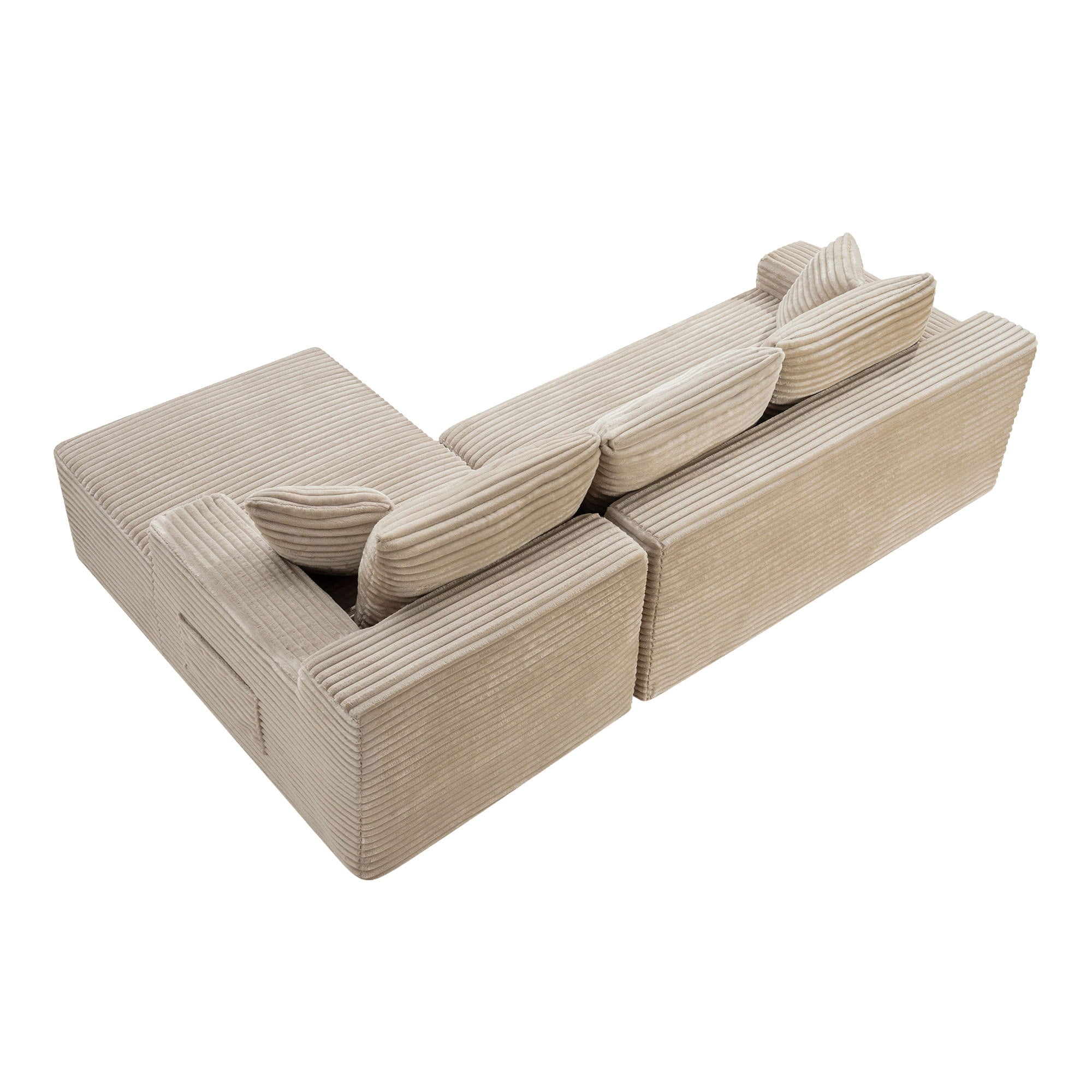Leumius 106.3" Cloud Modular Sectional Sofa Couch with L-Shape Chaise,Modern Minimalist Upholstered Couches for Living Room Bedroom No Assembly Required Camel-R