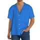 thumbnail image 1 of Balery Dodgerblue Camisa Casual de Manga Corta con Botones para Hombre, Texturizada, Estilo Cubano, para Playa, Verano-Medium, 1 of 5