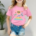 thumbnail image 2 of Girls T Shirts Kids Toddler Girls Summer Island Print Casual T Shirt Fashion Beach and Daily Wear Toddler T Shirts Pink 6 Years-7 Years, 2 of 4