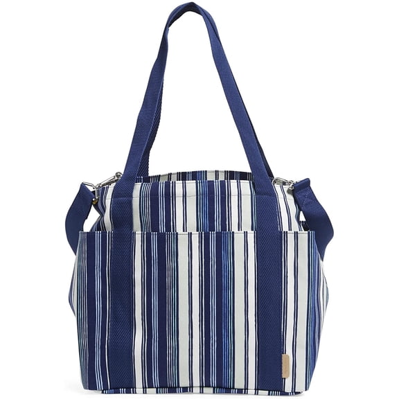Vera Bradley Deluxe Canvas Tote Bag One Size Seaside Stripe Navy