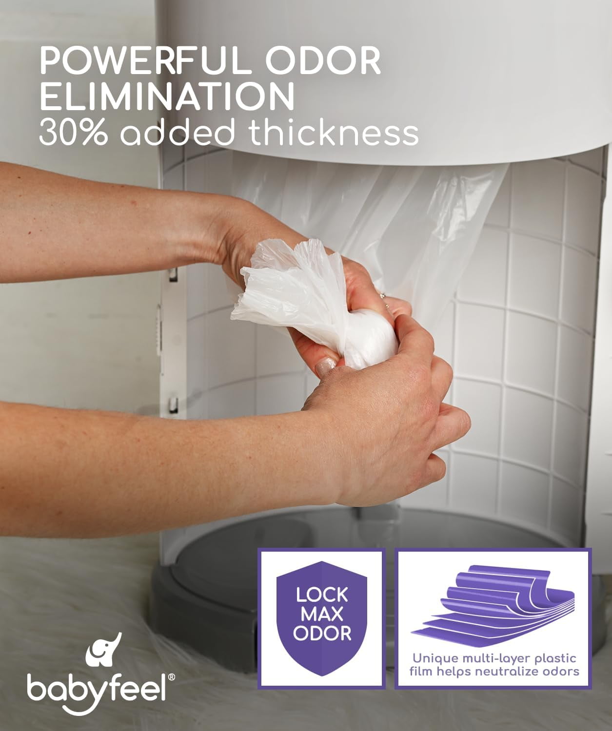Refills Compatible with DEKOR CLASSIC Diaper Pails | 8 Pack | Exclusive 30% Extra Thickness | Diaper Pail Refills with Powerful Odor Elimination | Powder Scent | Holds up to 3960 Diapers