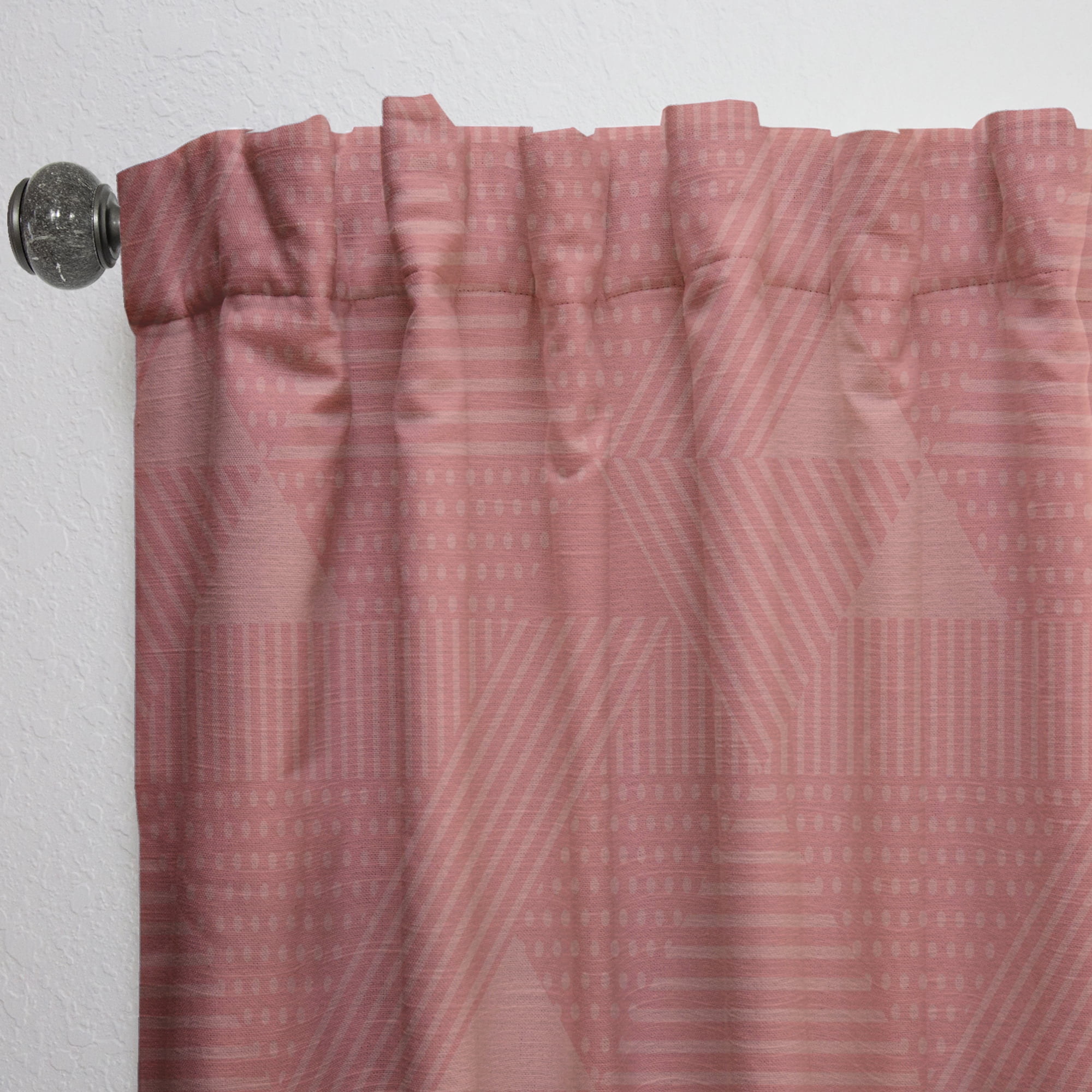 Designart 'Triangual Coral Retro Pattern' Mid-Century Modern Curtain Panel