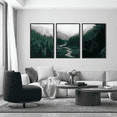 thumbnail image 5 of Nature Green Artwork Foggy Forest Canvas Wall Art Framed Scenery Prints Green Landscape Decor for Living Room,Bedroom,Office, Dining room - 16"x24"x3, 5 of 7