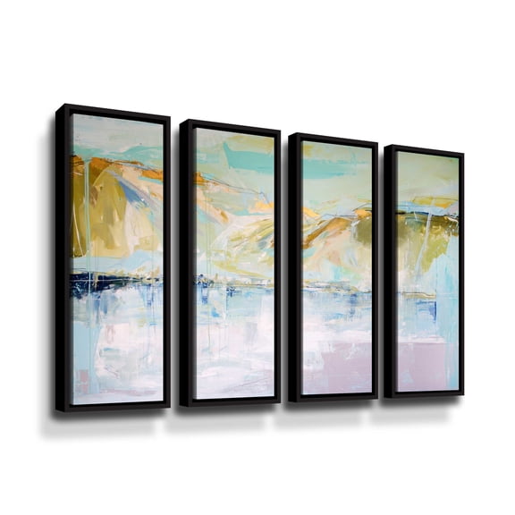 Artwall Sun Lake Mountain Air, 4 Piece Floater Framed Canvas Set by Kym De Los Reyes