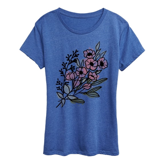 Instant Message - Watercolor Flowers Short Sleeve Graphic T-Shirt