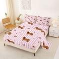 thumbnail image 2 of Homewish Cute Dachshund Bow Queen Sheets,Pink White Stripes Queen Sheet Sets,Leopard Print Decor,4pcs,1 Flat Sheet, 1 Fitted Sheet and 2 Pillowcases, 2 of 6