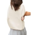 thumbnail image 3 of Women Short Sleeve Knitted Button Up V Neck Casual Sweater Top, 3 of 4