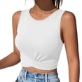 thumbnail image 5 of Ihhxva Women's Slim Fit Cropped Stretchable Crew Neck Twist Front Tank Top S-XL, 5 of 8