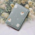 thumbnail image 4 of Cute Cartoon Cat Student PU Wallet, Fashionable Trifold Card Ladies Wallet Green, 4 of 5