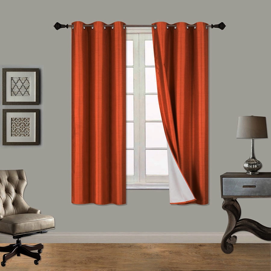 Lana Rust Printed Thermal Insulated 100% Blackout Grommet Top Window Curtain Treatment, Set Of Two (2) Room Darkening Panels 37'In Wide X 63'In Length (Each)