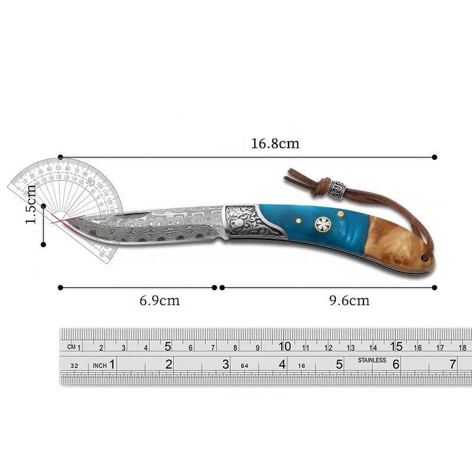 Premium Damascus Folding Knife - Exquisite and Portable, Perfect Gift for Men - Foldable Pocket Knife"