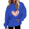thumbnail image 1 of Plebaso Sweat à Capuche Imprimé Cœur pour Femmes, Manches Longues, Pull Ample avec Poches, 1 of 5