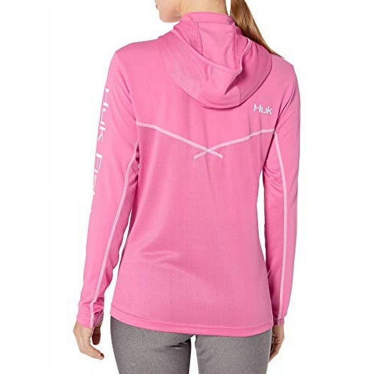 Huk Women's Icon X Hoodie UPF 50+ Long-Sleeve Fishing Shirt, Hot Pink, Small