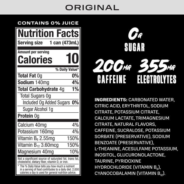 Prime Energy Drink Original, 16 fl oz, 12 Pack photo 2