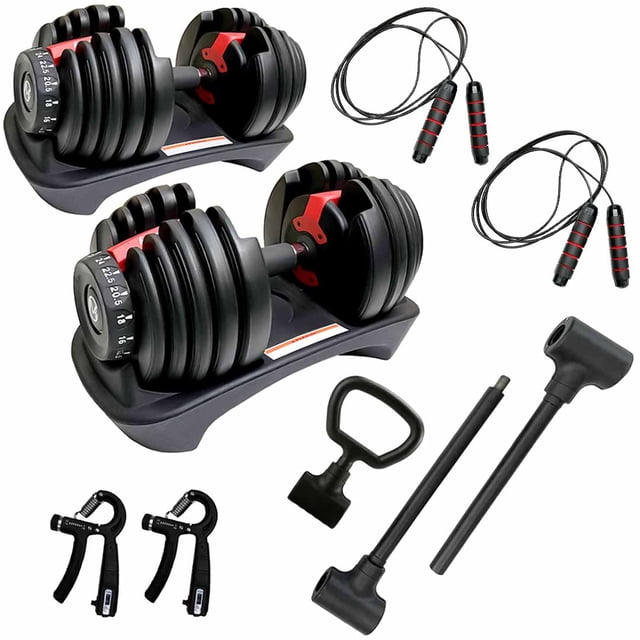 MotionGrey Haltères Réglables 5-52,5 LB avec Poignée de Main Haute Résistance et Convertisseur - Convertir des Haltères en Barre et Kettlebell, 15 Réglages de Poids Réglables, Main en Métal Antidérapante