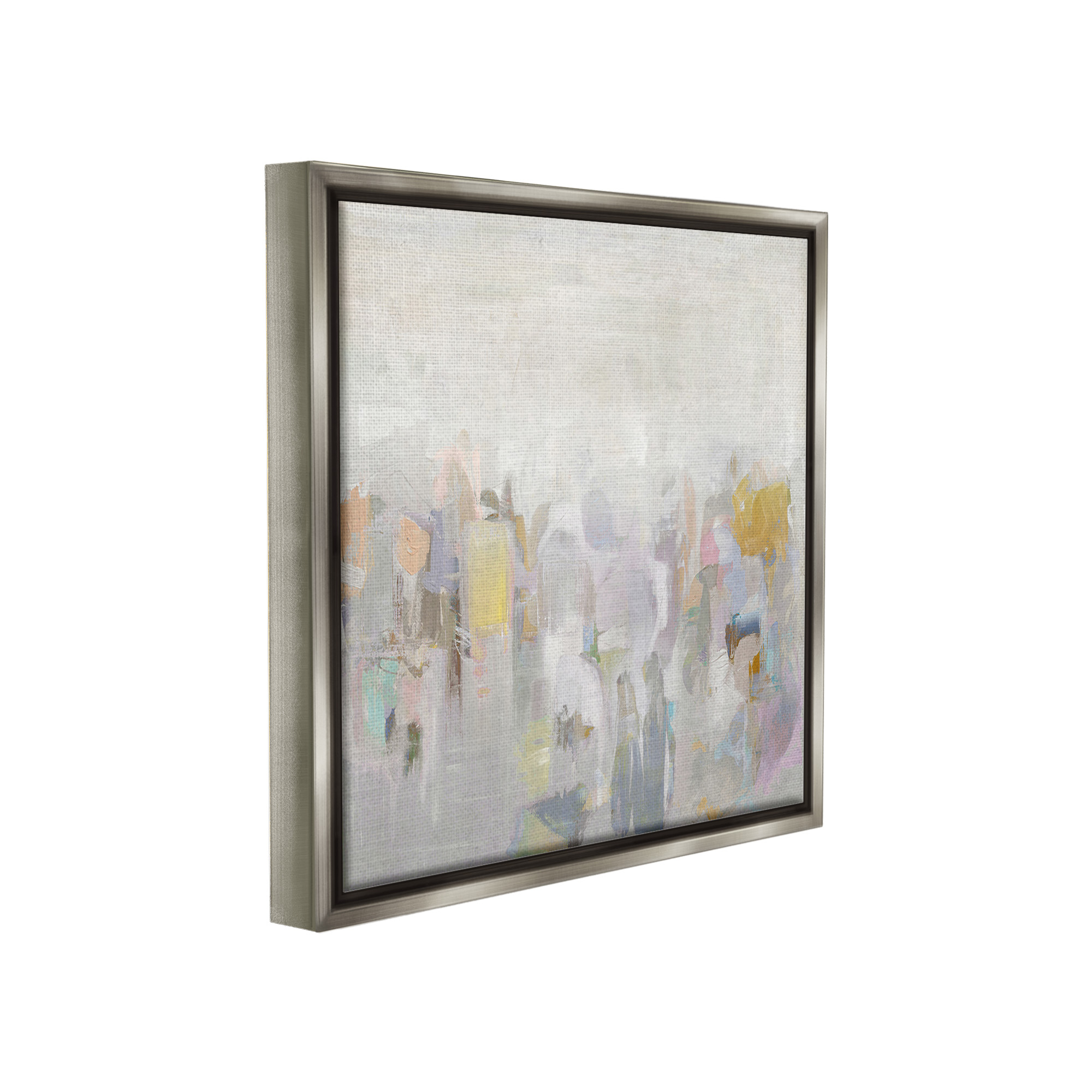 Stupell Industries Soft Grey Horizon Abstract Painting Gray Floater Framed Canvas Art Print Wall Art, 25 x 25