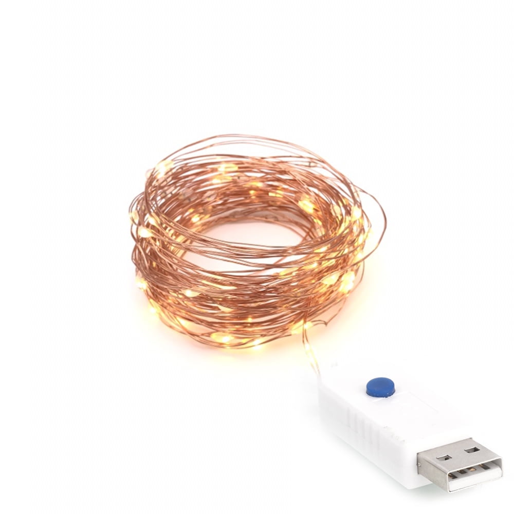 Private Jungle USB Outdoor Light String, Waterproof Copper Wire Light Patio Light String, Warm White