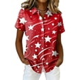 thumbnail image 2 of 250 Anniversary Usa Shirt Women Short Sleeve Button Down Casual 4Th of July Top Usa Flag Graphic T-Shirts, 2 of 5
