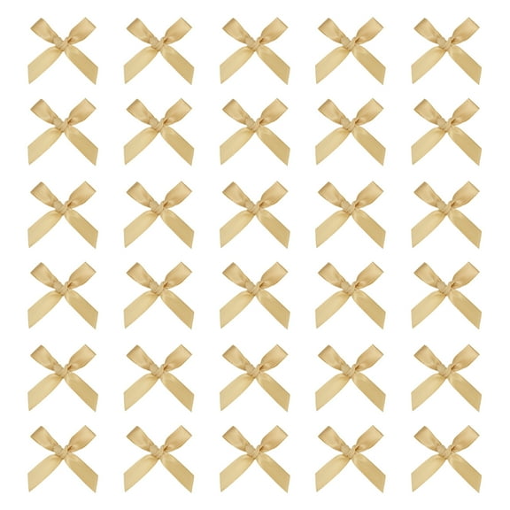 Mini Ribbon Bow 1.8 Inch Mini Small Fabric Satin Ribbon Flower Bows for Craft DIY Cake Sewing Wedding Birthday Party Wrapping Christmas Decoration, (Pack of 70, Champagne)