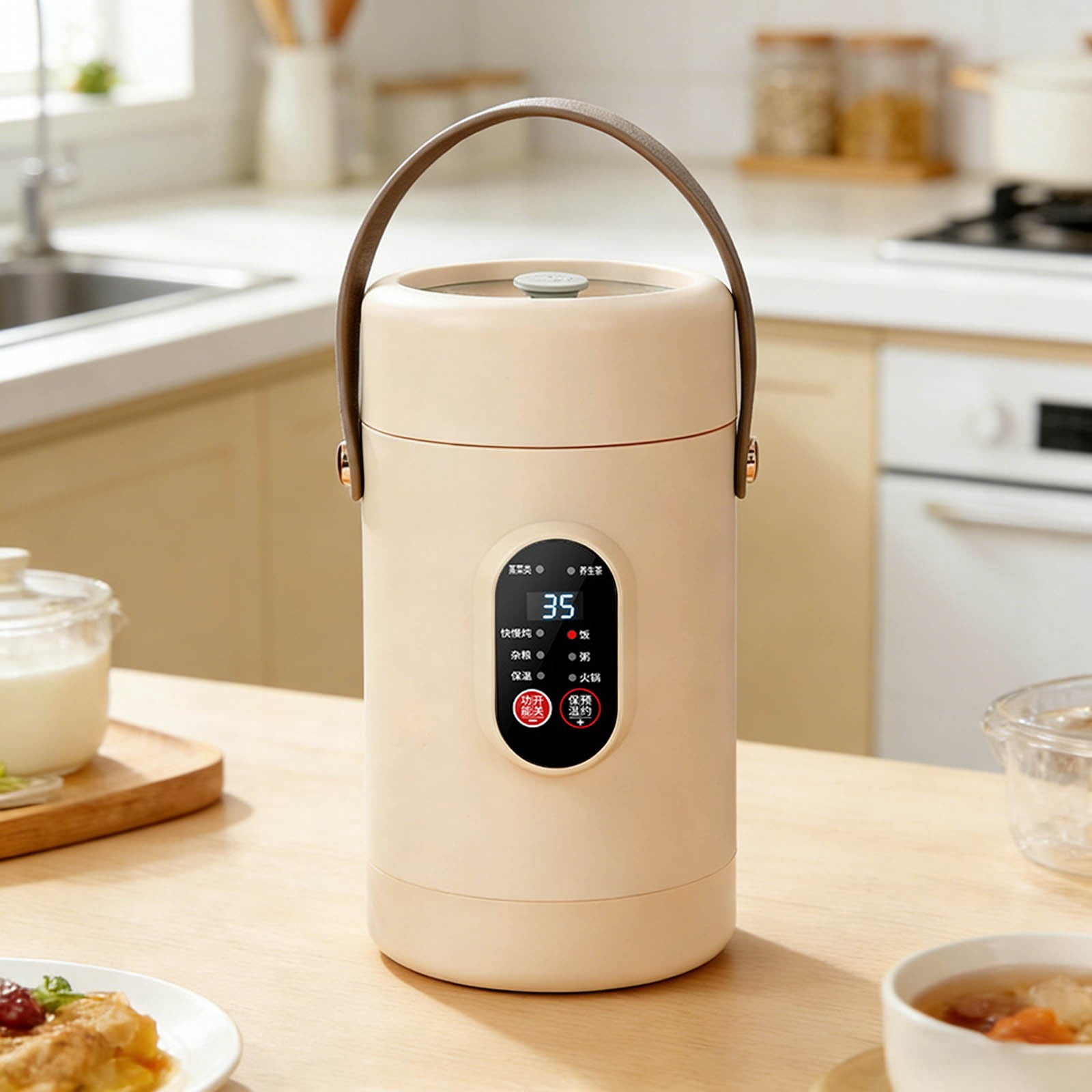 Portable Travel Electric Cooker 1.6L Multifunctional Multifunctional Mini Rice Cooker with Stainless Steel Pot & Steaming Rack Small Hot Pot & Soup Cooker for Dorms Office & Kitchen US Plug(D)
