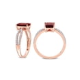 thumbnail image 3 of 2.13 Carat (Ctw) Octagon Garnet Ring in 14K Rose Pink Gold with Diamonds for Women, 3 of 6