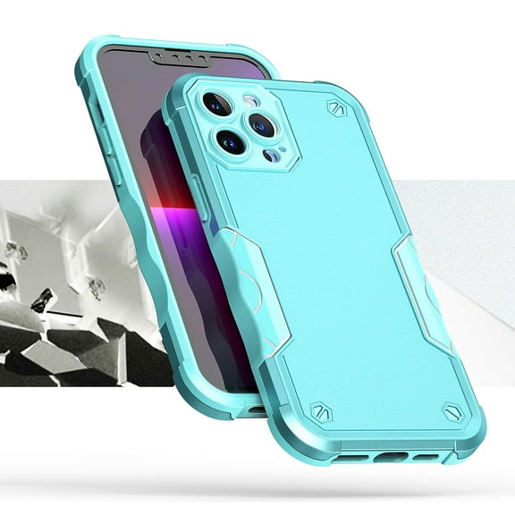 For Apple iPhone 14 Pro (6.1") Tough Shockproof Hybrid Heavy Duty Dual Layer TPU Bumper Rugged Rubber Defend Armor Cover ,Xpm Phone Case [ Teal Blue ]