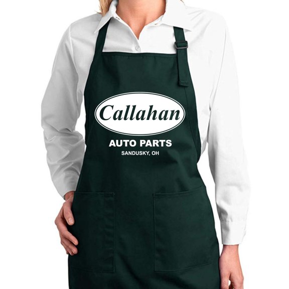 Wild Bobby, Callahan Auto Parts Funny Tommy Boy 90s Movie Kitchen BBQ Grilling Cooking Graphic Apron with Pockets, Forest Green, One Size