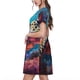 thumbnail image 2 of Easygdp Colorful Ocean Sea Turtle para Vestido Transpirable de Mujer, Vestido Suelto de Manga Corta con Pliegues y Bolsillos para el Verano, 2 of 6